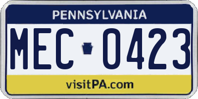 PA license plate MEC0423