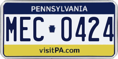 PA license plate MEC0424