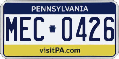 PA license plate MEC0426