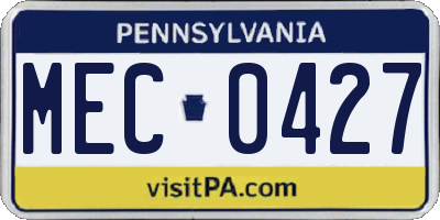 PA license plate MEC0427