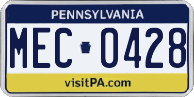 PA license plate MEC0428