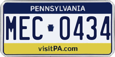 PA license plate MEC0434