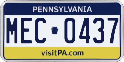 PA license plate MEC0437