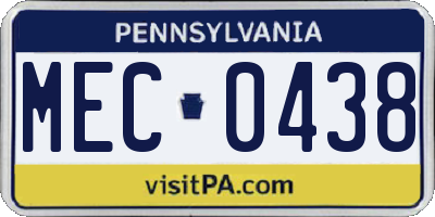 PA license plate MEC0438