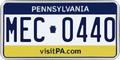 PA license plate MEC0440