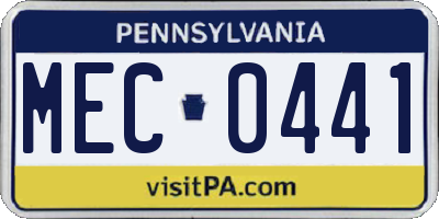 PA license plate MEC0441