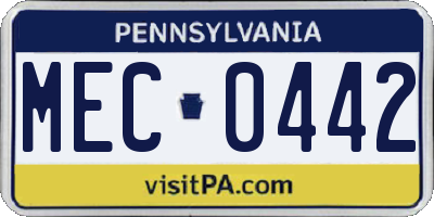 PA license plate MEC0442