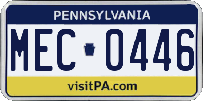 PA license plate MEC0446