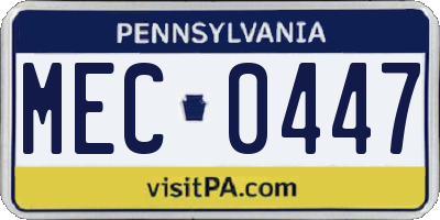 PA license plate MEC0447