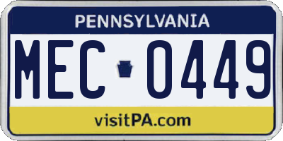 PA license plate MEC0449