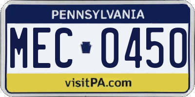 PA license plate MEC0450