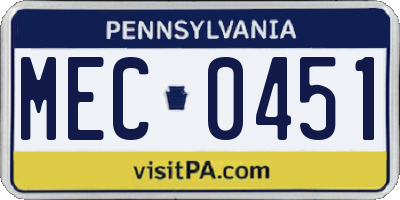 PA license plate MEC0451