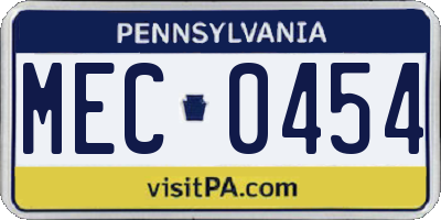 PA license plate MEC0454