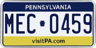 PA license plate MEC0459