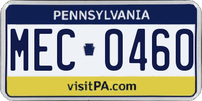 PA license plate MEC0460