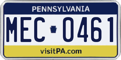 PA license plate MEC0461