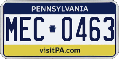 PA license plate MEC0463