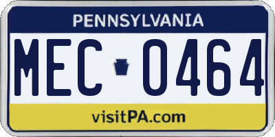 PA license plate MEC0464