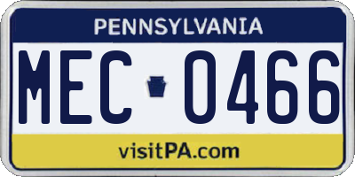 PA license plate MEC0466