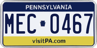 PA license plate MEC0467