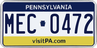 PA license plate MEC0472
