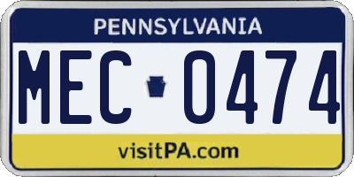 PA license plate MEC0474