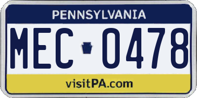 PA license plate MEC0478