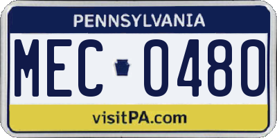PA license plate MEC0480