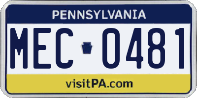 PA license plate MEC0481