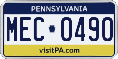 PA license plate MEC0490