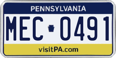 PA license plate MEC0491