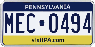 PA license plate MEC0494