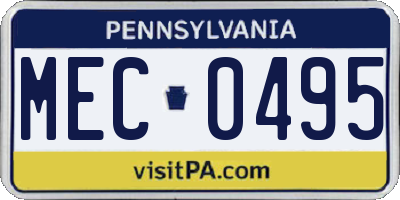 PA license plate MEC0495
