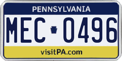 PA license plate MEC0496