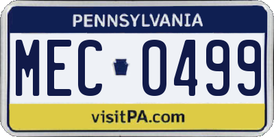 PA license plate MEC0499