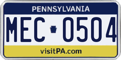 PA license plate MEC0504