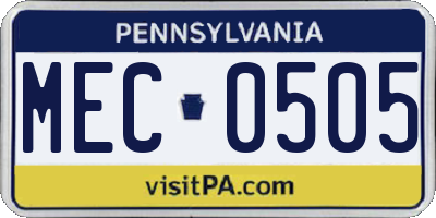PA license plate MEC0505