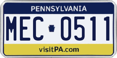 PA license plate MEC0511