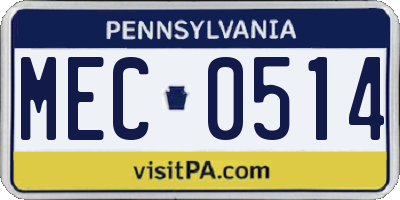 PA license plate MEC0514