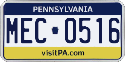 PA license plate MEC0516