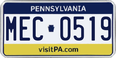 PA license plate MEC0519