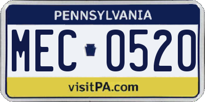 PA license plate MEC0520