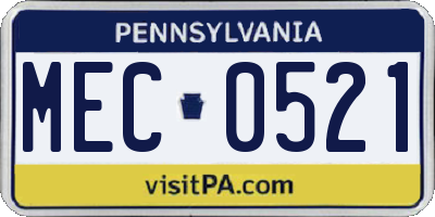 PA license plate MEC0521