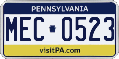 PA license plate MEC0523