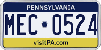 PA license plate MEC0524