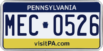 PA license plate MEC0526