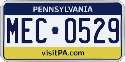 PA license plate MEC0529