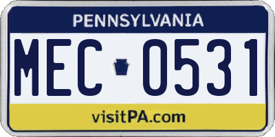 PA license plate MEC0531