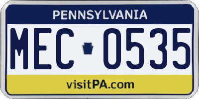 PA license plate MEC0535