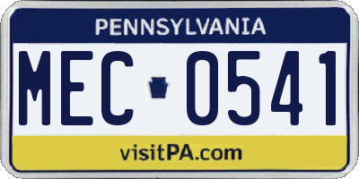 PA license plate MEC0541